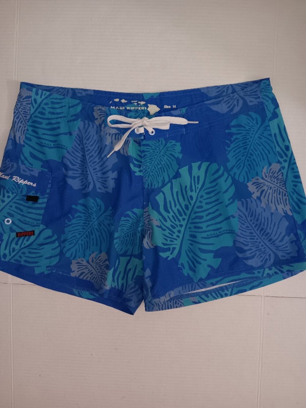 MAUI RIPPERS PALM LEAF PRINT WOMEN'S SWIM TRUNKS